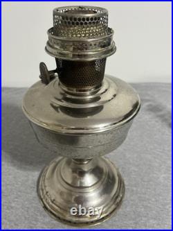 Vintage Aladdin Model 12 Mantle Lamp Nickel Plated Oil Kerosene Table Lamp USA