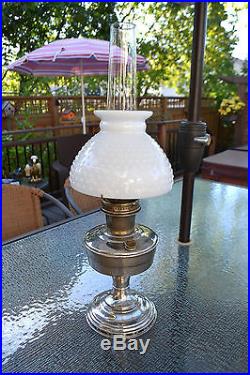 Vintage Aladdin Model 12 Nickle Plated Kerosene Oil Lampwith WickShadeChimney