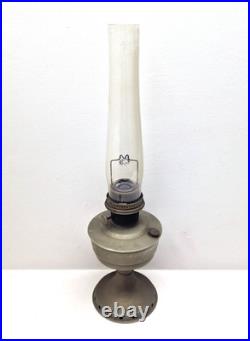 Vintage Aladdin Model 12 Oil Table Lamp Metal Base Glass Chimney Restoration
