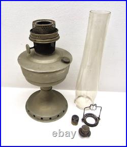 Vintage Aladdin Model 12 Oil Table Lamp Metal Base Glass Chimney Restoration