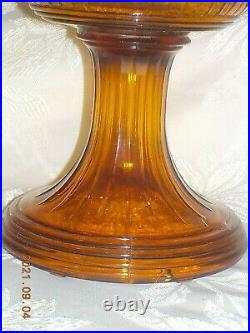 Vintage Aladdin Model 23 Amber Heavy Glass Short Lincoln Drape 12 Oil Lamp