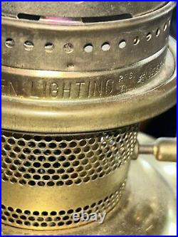 Vintage Aladdin Model 23 Brass Lamp With Burner, Mantle & Shade Holder