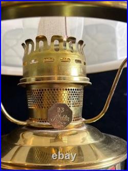Vintage Aladdin Model 23 Brass Mantle Oil Lamp White Embossed Glass Shade Vintage Aladdin Model 23 Brass Mantle Oil Lamp White Embossed Glass Shade