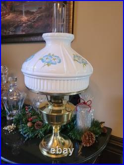 Vintage Aladdin Model 23 Brass Oil Lamp White Milk Glass Shade