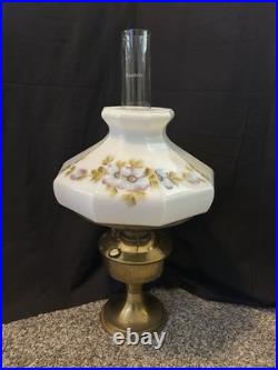 Vintage Aladdin Model 23 Brass Oil Lamp White Milk Glass Shade