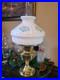 Vintage Aladdin Model 23 Brass Oil Lamp White Milk Glass Shade