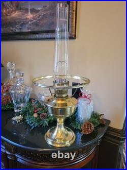 Vintage Aladdin Model 23 Brass Oil Lamp White Milk Glass Shade