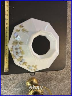 Vintage Aladdin Model 23 Brass Oil Lamp White Milk Glass Shade