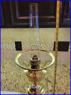 Vintage Aladdin Model 23 Brass Oil Lamp White Milk Glass Shade