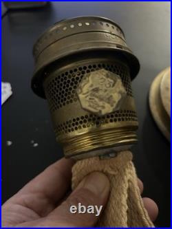 Vintage Aladdin Model 23 Brass Oil Lamp White Milk Glass Shade