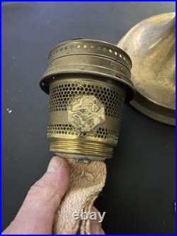 Vintage Aladdin Model 23 Brass Oil Lamp White Milk Glass Shade