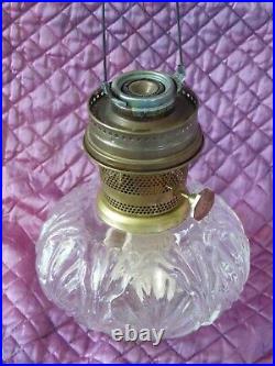 Vintage Aladdin Model 23 Clear Glass Leaves Kerosene Lamp w Burner + New Mantle