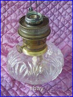 Vintage Aladdin Model 23 Clear Glass Leaves Kerosene Lamp w Burner + New Mantle