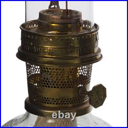 Vintage Aladdin Model 23 Glass Oil Lamps With Brass Burner & Chimney Pair