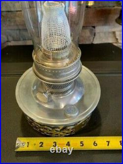 Vintage Aladdin Model 23 Nickel Plated with Lox-on Kerosene Lamp withglass Chimney