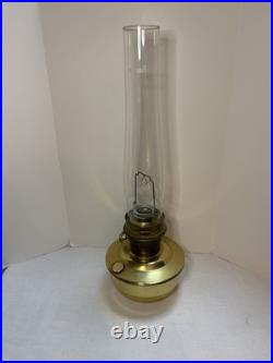 Vintage Aladdin Model 23 Polished Brass Mantle Oil Lamp with Original Logo Chimney