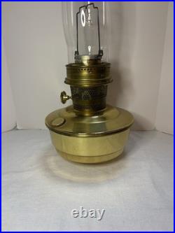 Vintage Aladdin Model 23 Polished Brass Mantle Oil Lamp with Original Logo Chimney