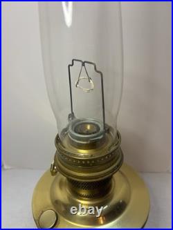 Vintage Aladdin Model 23 Polished Brass Mantle Oil Lamp with Original Logo Chimney