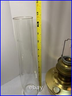 Vintage Aladdin Model 23 Polished Brass Mantle Oil Lamp with Original Logo Chimney
