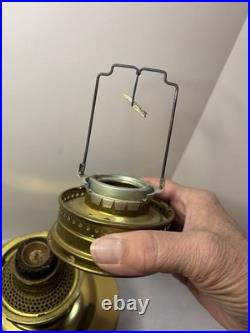 Vintage Aladdin Model 23 Polished Brass Mantle Oil Lamp with Original Logo Chimney
