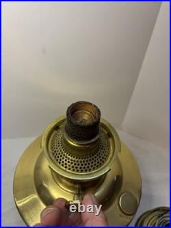 Vintage Aladdin Model 23 Polished Brass Mantle Oil Lamp with Original Logo Chimney