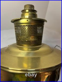 Vintage Aladdin Model 23 Polished Brass Mantle Oil Lamp with Original Logo Chimney