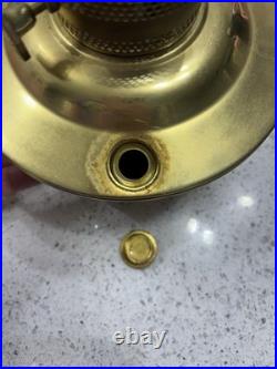Vintage Aladdin Model 23 Polished Brass Mantle Oil Lamp with Original Logo Chimney