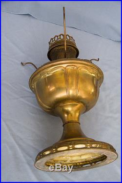 Vintage Aladdin Model 7 Satin Brass Model Kerosene Lamp with Chimney
