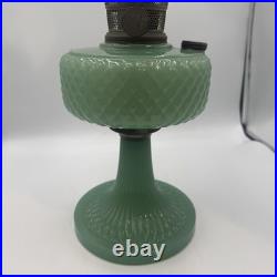 Vintage Aladdin Model B-86 Moonstone Diamond Quilted Jadeite Lamp Nickel Burner