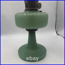 Vintage Aladdin Model B-86 Moonstone Diamond Quilted Jadeite Lamp Nickel Burner