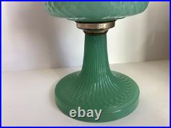 Vintage Aladdin Model B-86 Moonstone Diamond Quilted Jadeite Lamp Nickel Burner