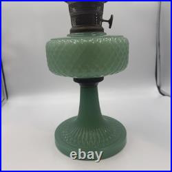 Vintage Aladdin Model B-86 Moonstone Diamond Quilted Jadeite Lamp Nickel Burner