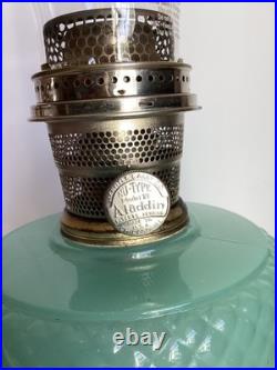 Vintage Aladdin Model B-86 Moonstone Diamond Quilted Jadeite Lamp Nickel Burner