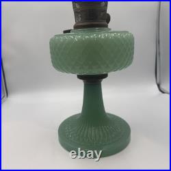 Vintage Aladdin Model B-86 Moonstone Diamond Quilted Jadeite Lamp Nickel Burner