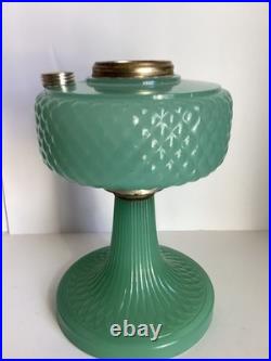 Vintage Aladdin Model B-86 Moonstone Diamond Quilted Jadeite Lamp Nickel Burner
