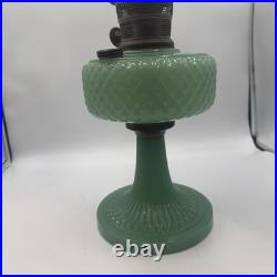 Vintage Aladdin Model B-86 Moonstone Diamond Quilted Jadeite Lamp Nickel Burner