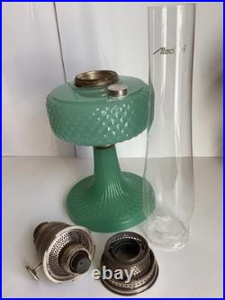 Vintage Aladdin Model B-86 Moonstone Diamond Quilted Jadeite Lamp Nickel Burner