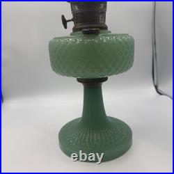 Vintage Aladdin Model B-86 Moonstone Diamond Quilted Jadeite Lamp Nickel Burner