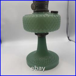 Vintage Aladdin Model B-86 Moonstone Diamond Quilted Jadeite Lamp Nickel Burner