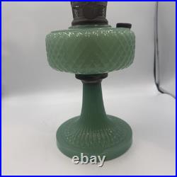 Vintage Aladdin Model B-86 Moonstone Diamond Quilted Jadeite Lamp Nickel Burner