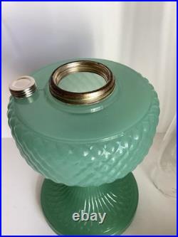 Vintage Aladdin Model B-86 Moonstone Diamond Quilted Jadeite Lamp Nickel Burner