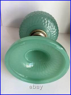 Vintage Aladdin Model B-86 Moonstone Diamond Quilted Jadeite Lamp Nickel Burner