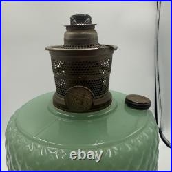 Vintage Aladdin Model B-86 Moonstone Diamond Quilted Jadeite Lamp Nickel Burner