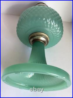Vintage Aladdin Model B-86 Moonstone Diamond Quilted Jadeite Lamp Nickel Burner