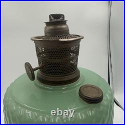 Vintage Aladdin Model B-86 Moonstone Diamond Quilted Jadeite Lamp Nickel Burner