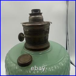 Vintage Aladdin Model B-86 Moonstone Diamond Quilted Jadeite Lamp Nickel Burner