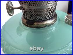 Vintage Aladdin Model B-86 Moonstone Diamond Quilted Jadeite Lamp Nickel Burner