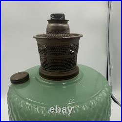 Vintage Aladdin Model B-86 Moonstone Diamond Quilted Jadeite Lamp Nickel Burner