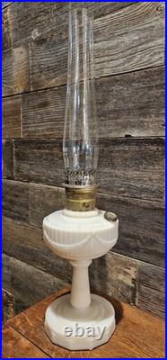 Vintage Aladdin Model B Alacite Lincoln Drape Milk Glass Kerosene Oil Lamp