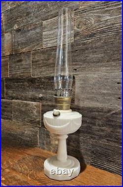 Vintage Aladdin Model B Alacite Lincoln Drape Milk Glass Kerosene Oil Lamp